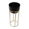 Flower Pot Planter Set Of 3 With Stand In Black And Gold Colour
