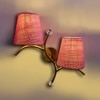 Devansh Metal Electric Wall Light in Gold Colour with Pink Shade Count of 2 Lights