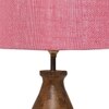 Devansh Pink Jute Table Lamp With  Wood Natural Base (7X13 Inches)-11