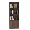 BLUEWUD Seonn Engineered Wood Bookshelf Crockery Storage Cabinet, Book Rack Organizer with Shelves for D�cor Display & 2 Doors, Storage Unit for Office Library Home (Wenge, Without Drawer)