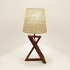 Catapult Brown Wooden Table Lamp with Black Fabric Lampshade