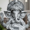 Silver 2Ft Lotus Ganesha Water Fountain
