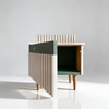 Linenbark Wood Side Table in Light Pink Colour
