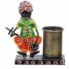 Desert Art Metal Handpainted Musician Pen Stand in Multicolour