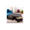 Palladio Sheesham Wood Coffee Table With 4 Stools Set In Mahogany Finish & Multi Colour Israel Print Kantha Fabric Cushions