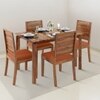 Catria - Oribi 4 Seater Dining Table Set (Colour- Burnt Orange , Finish- Teak)