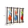 Desert Art Metal Handpainted Lady Musician Wall Hanging Set of 3 in Multicolour