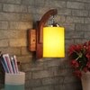 Devansh Solid Wood Electric Wall Light in Brown Colour with Yellow Shade Count of 1 Light
