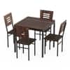 Holven 4 Seater Sqaure Dining Table Set with Chair Brown Maple & Black