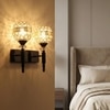 Eliante Modern Wall Lights Mild Steel & Glass Material Glossy Black & Clear Crystals Finish