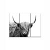 Truss Pcs White Black Highland Cow Framed Canvas Wall Canvas Wall Prints Set of 3 Multicolor Matte