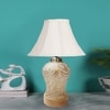 Devansh Off White Cotton  Shade  Lamp With  Wood & Mosaic Glass Base For Decoration /Office/Home/Gifting/Study For Office/Home/Gifting -(12X12X16) Inches -