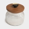 Ireka Homes Bubble Glass Canister with Airtight Wooden Lid – Food Storage (4.5 x 5 in)