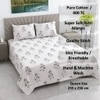 Yash White Floral 400 TC Cotton Flat Double Queen Size Bedsheet with 2 Pillow Covers – Threads
