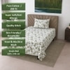 Xena White Floral 290 TC Cotton Flat Single Size Bedsheet with 1 Pillow Cover – Threads