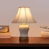 Devansh Off-White Cotton Shade Lamp With Wood & Mosaic Glass Base For Decoration/Office/Home/Gifting/Study For Decoration/Office/Home/Gifting/Study