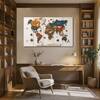 The Castle Decor World Map Wall Art Design 8 Wooden Framed 27x48 Inch