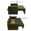 Baruna 3 Seater Velvet Pull Out Sofa Cum Bed with Storage In Green Color