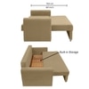 Baruna 3 Seater Velvet Pull Out Sofa Cum Bed with Storage In Beige Color