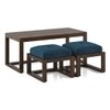 Avril Rectangular Solid Wood Coffee Table with Seats In Mango Walnut Finish and in Delft Blue Fabric