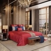 Stoa Paris Super King Bedsheet  Bedsheet, Flirty Red, Mystique Blue