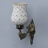 Devansh Metal Electric Wall Light in Antique Gold Colour with Beige Shade Count of 1 Light