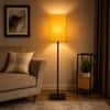 Square 27 Inch Club Floor Lamp with Yellow Shade