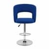 Doe Buck Adjustable Upholstered Bar Stool in Blue Colour with Chrome Base