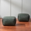 Cuboid Collection Green Faux Leather Pouf Ottoman Set Of 2
