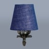 Devansh Metal Electric Wall Light in Antique Gold Colour with Blue Shade Count of 1 Light