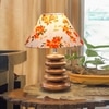 Devansh Printed Cotton Table Lamp With Wood  Pebble Lamp  (10X10X15) Inches