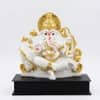 Devotional Kamal Vaibhav Ganesha Statue in White and Gold Colour