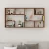 BLUEWUD Petree Engineered Wood Wall Decor Floating Shelf Display Rack Decorative Hall Décor for Living Room Home Furniture (Brown Maple)