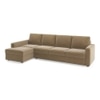 Apollo Compact Fabric Sectional Compact Sofa (Colour : Fawn Velvet, Cushion : Soft, Back Type : Regular, Seating Capacity : Left Aligned 3 Seater + Left Aligned Chaise)