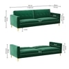 Calisa 3 Seater Velvet Sofa Cum Bed in Green colour