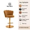Doe Buck Luxury Brown Velvet Adjustable Bar Stool Chair with Gold Hydraulic Base