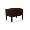Square Solid Wood Box Bedside Table in Walnut Finish