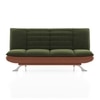 Edo 3 Seater Click Clack Sofa Cum Bed In Dual Tone Moss Green And Seinna Brown Leatherette Colour
