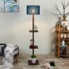 Jay Blue Cotton Floor Lamp with Solid Wood