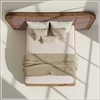 Elowen Softline King Size Bed in velvet With Oak wood Frame & Hydraulic Storage