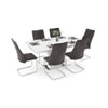 Caribu 4 To 6 Extendable - Ingrid (Fabric) 6 Seater Dining Table Set (Colour- Dark Grey)