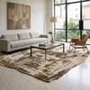 Abstract Ivory Silver Wool Silk Shaped Rug Hand Tufted Area Rug for Living Room Bedroom 9x12