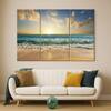 Truss Pcs Blue Beige Ocean Beach Sunset Printed Framed Canvas Wall Prints Set of 3 Multicolor Matte