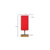Esme Red cotton table lamp with Square Natural Wood Base