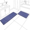 Luxe Home Quatrefoil Design Combo Kitchen Runner Mat- Blue (116x36 & 58x36 cm PC-2)