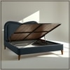 Elaris Curve Comfort Queen Size Bed in velvet With Engineer Wood Frame & Hydraulic Storage