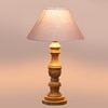 Devansh Grey Cotton Table Lamp With  Wood Natural Base (10X18 Inches)-32