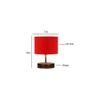 Maximus Red cotton table lamp with brown wood base