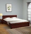 Finn Solid Wood Queen Size Non Storage Bed In Honey Oak Finish