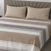 Zoro Multicolor Geometric 400 TC Cotton Flat Super King Size Bedsheet with 2 Pillow Covers – Threads